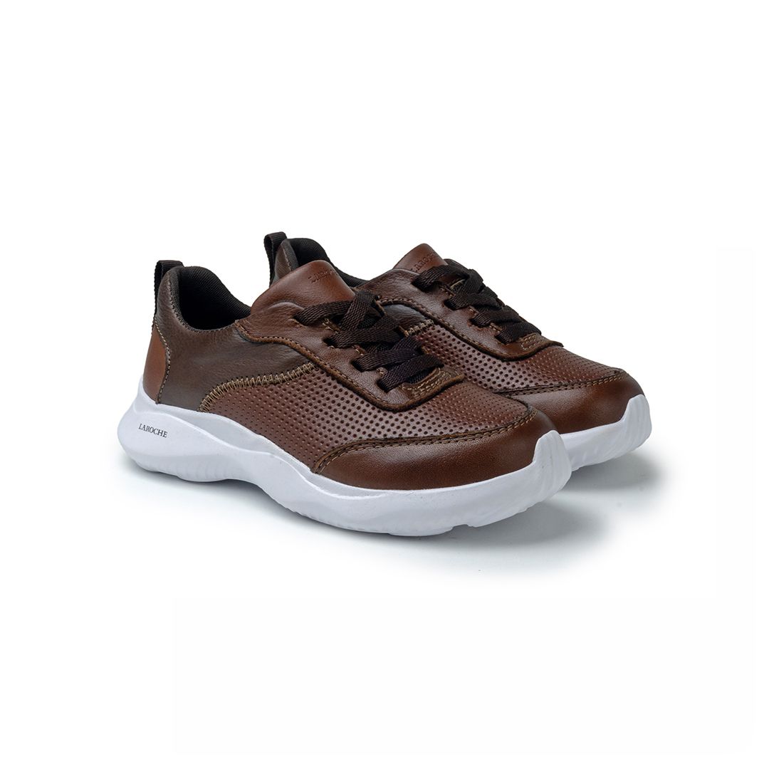 T nis Infantil em Couro Ultra Light Marrom Cal ados Laroche