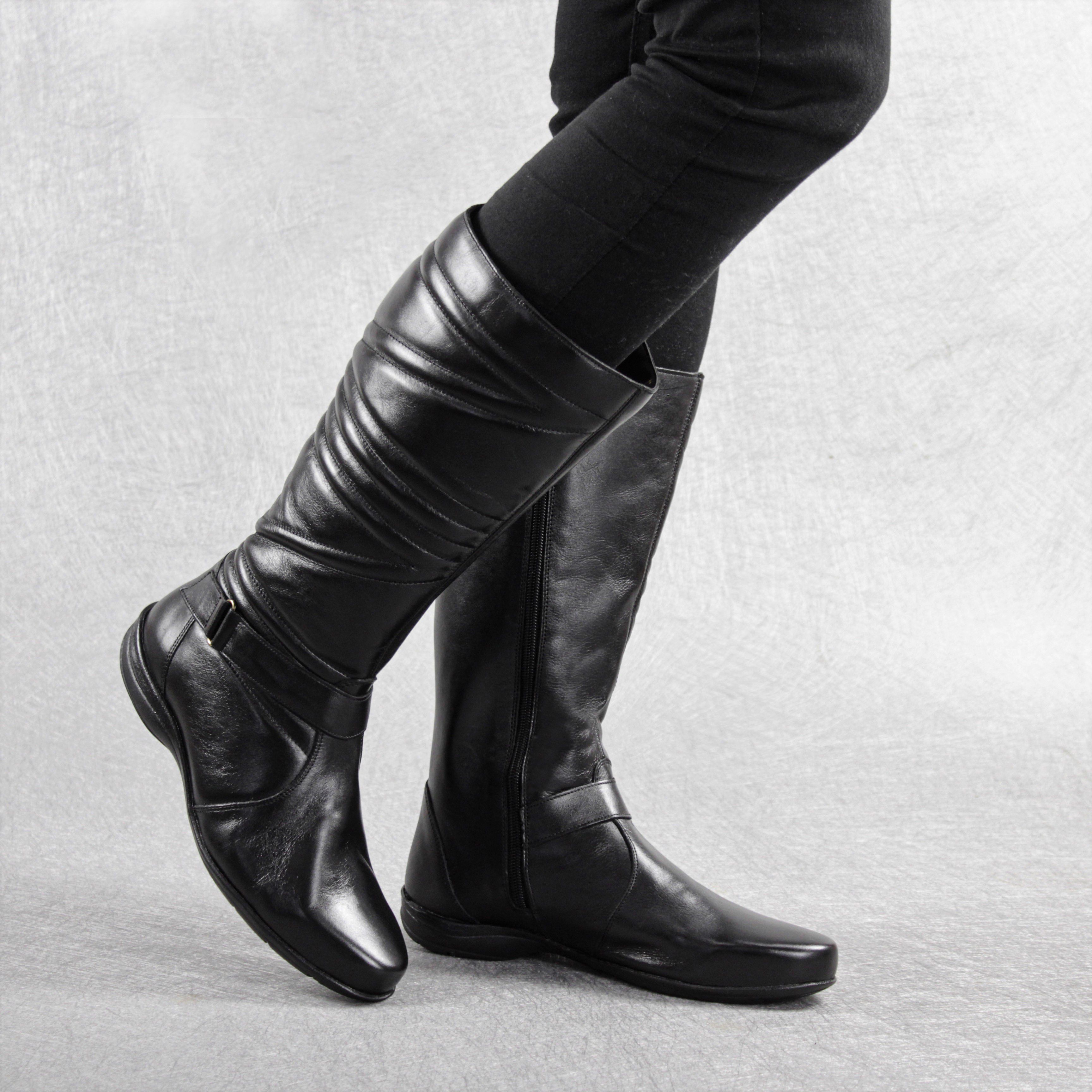 Bota Costura Cano Medio Rasteira Preto Loja Miuzzi