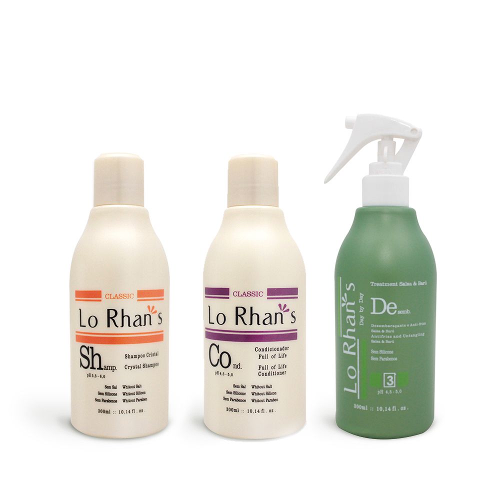 kit cabelos crespos e finos (3 produtos) - 300ml cada | LO RHAN´S