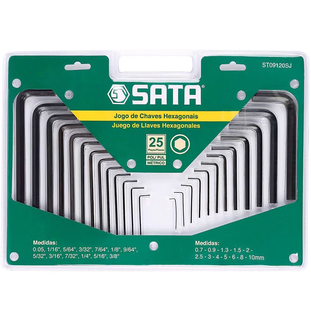 Jogo de Chave Hexagonal 3/64 a 3/8 Pol ST09120SJ Sata | Mabore