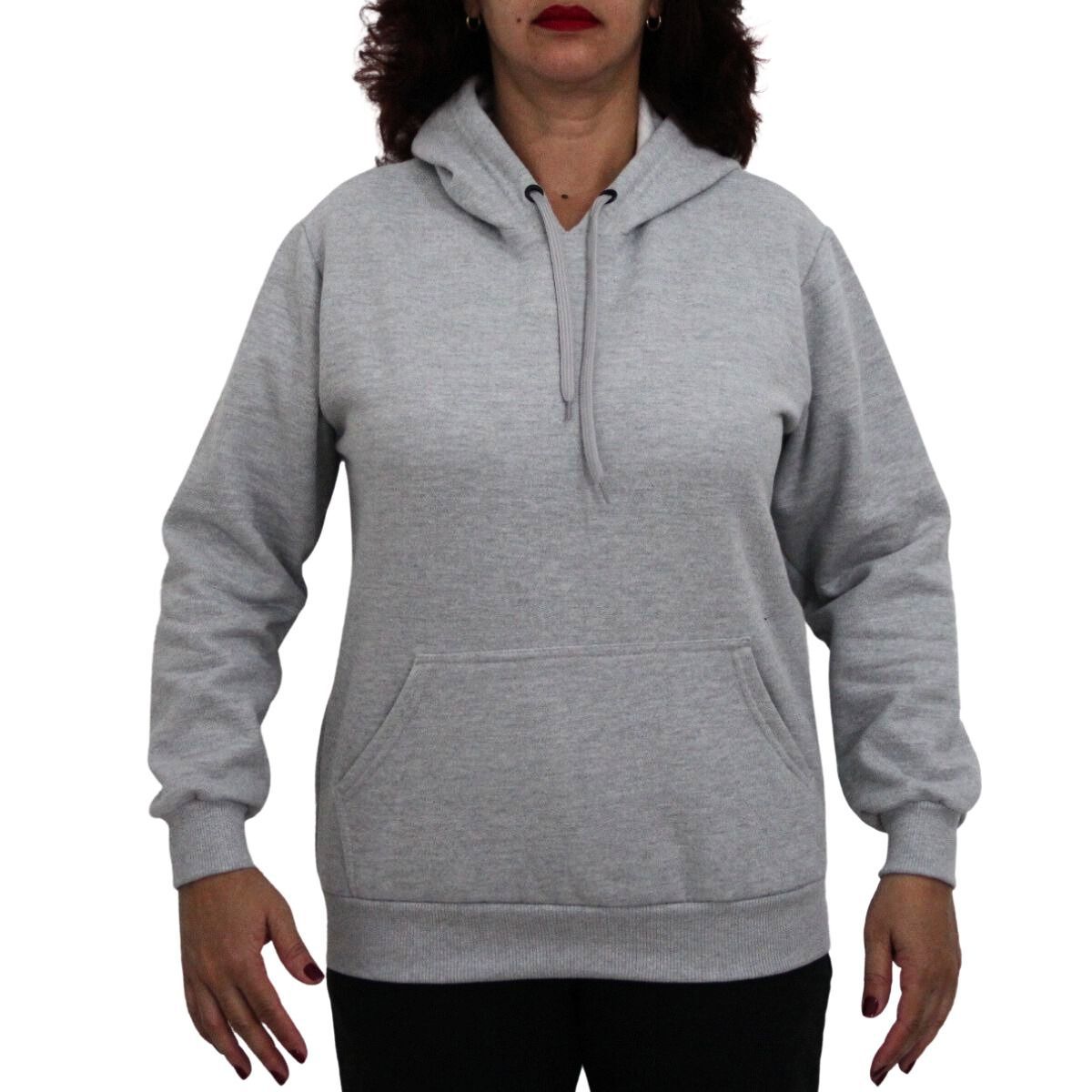 Blusa Avulsa Moletom Feminino Canguru com Capuz Cinza Haldrys