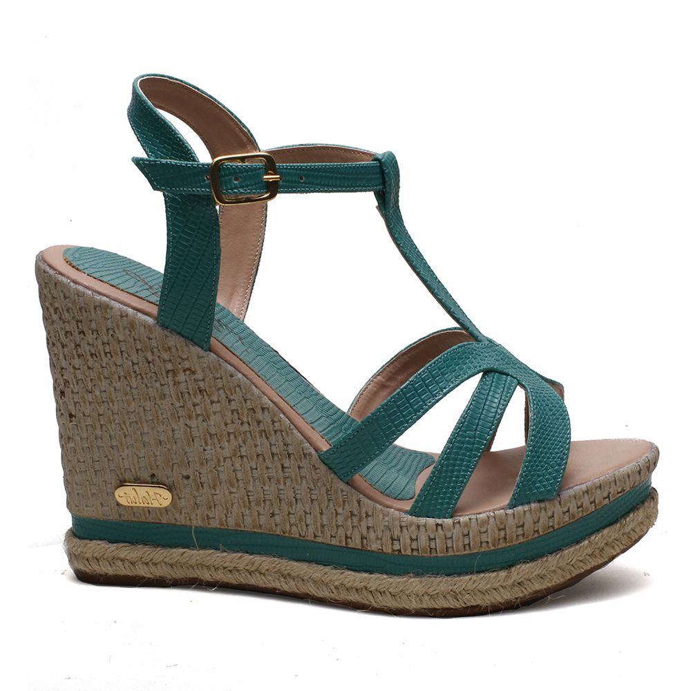 Sandalia 2025 verde anabela