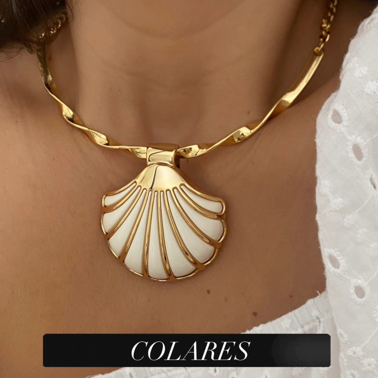 Colar aro concha marfim