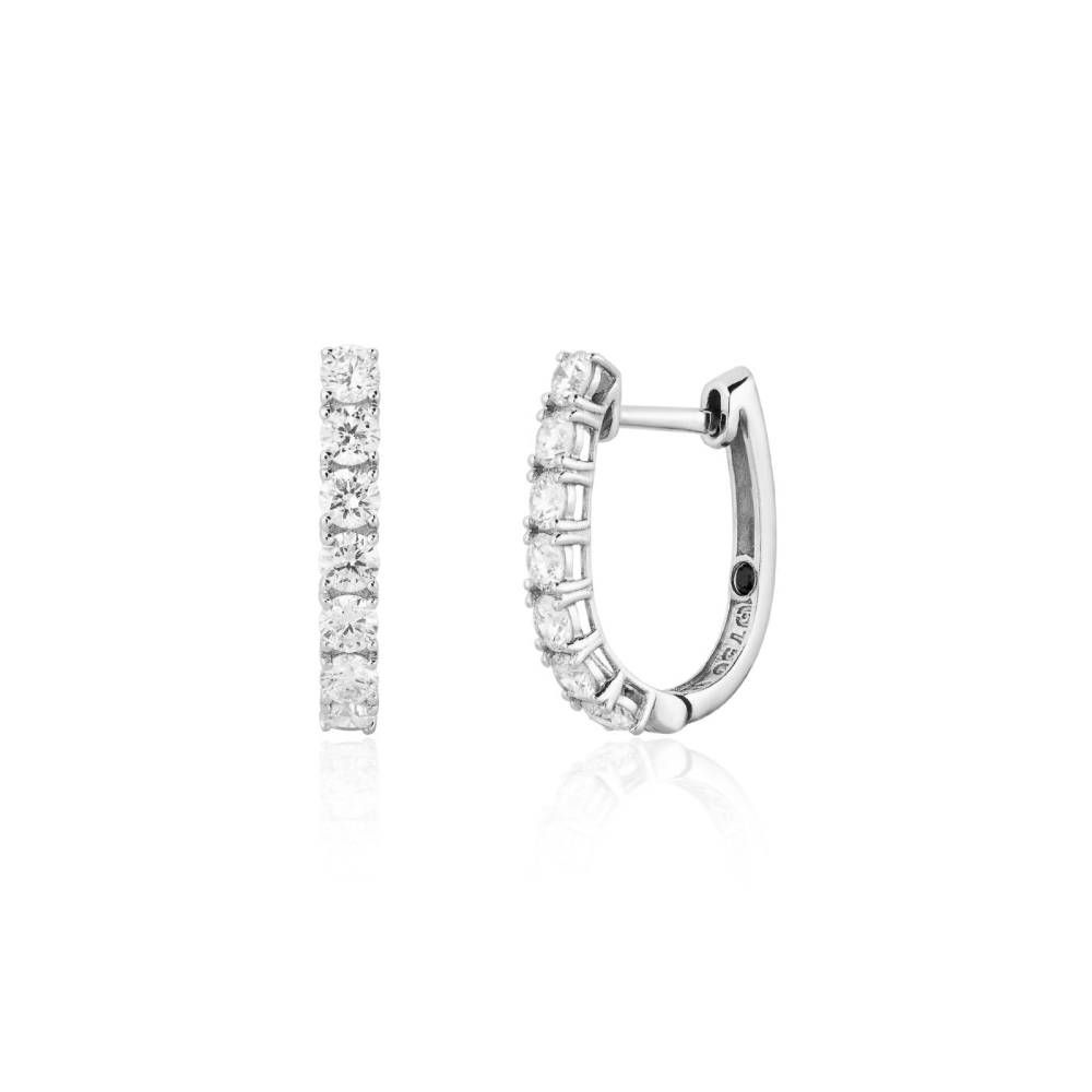 Brinco Ouro Branco 18K Argola com Diamantes de Laboratório