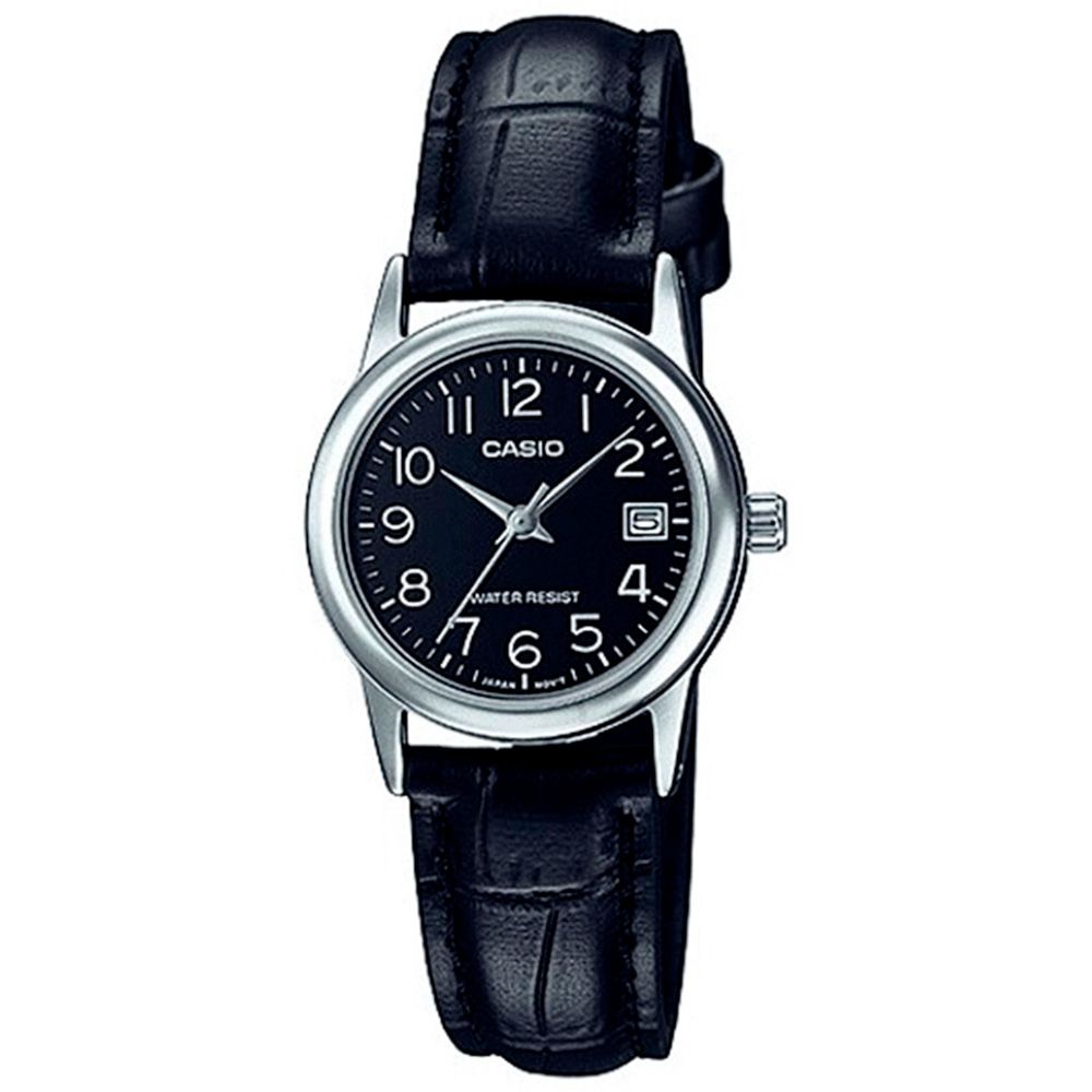 Relógio Casio Analógico Mostrador Preto com Pulseira de Couro