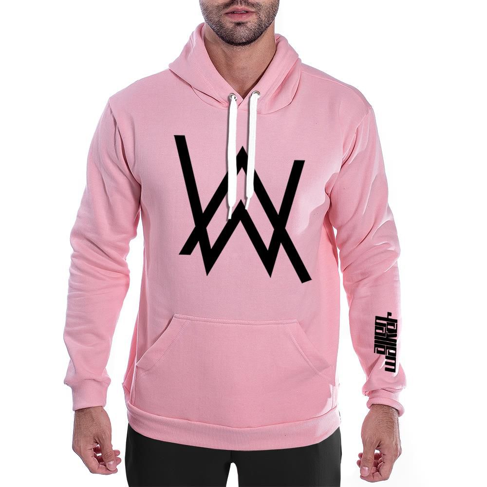 Moletom Alan Walker Masculino Canguru com Capuz Rosa Claro