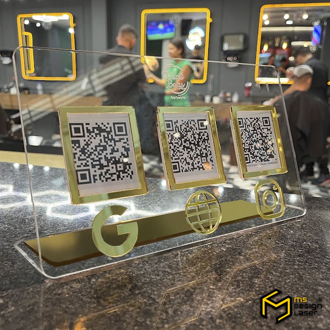 Placa QR Code Mod3 3QRs - MS Design Laser