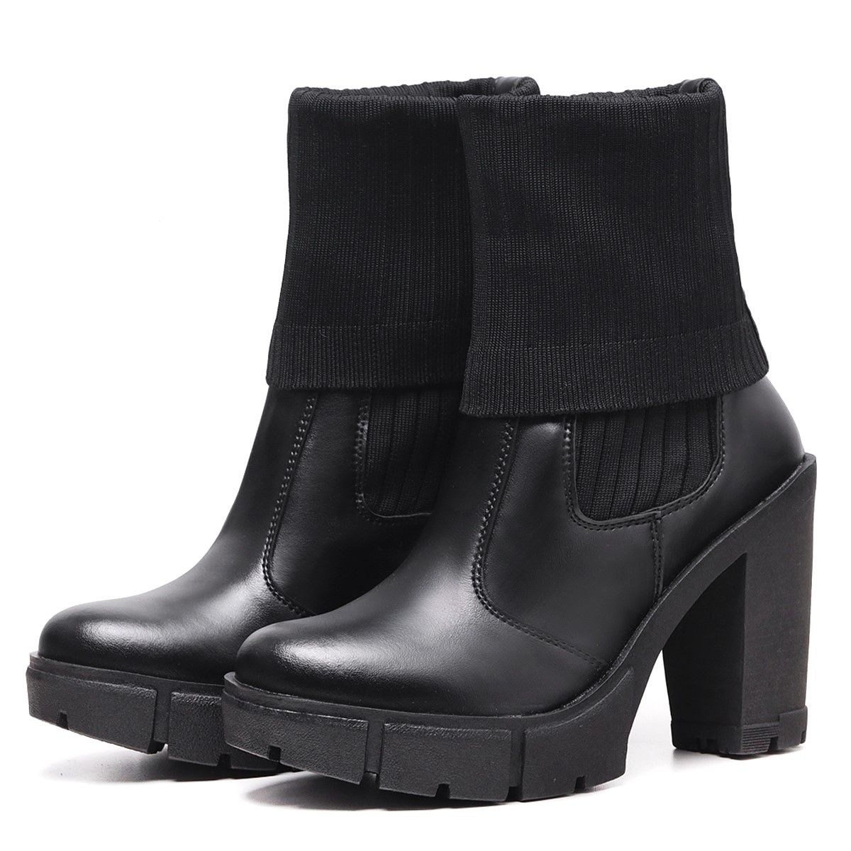 Salto Tratorado Coturno De Cano Longo Bota Coturno Feminino Bota