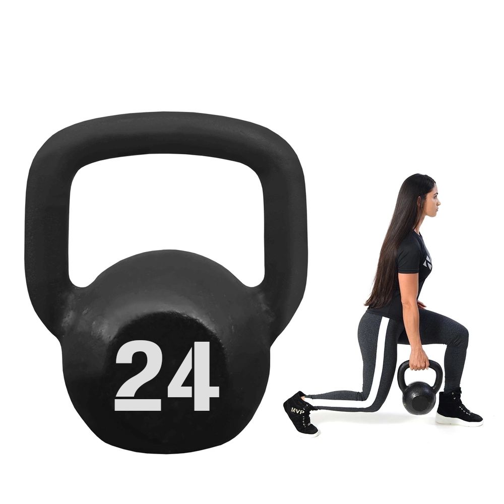 Kettlebell Dumbell Pintado 24kg Musculação Funcional Sumô Cor Preto