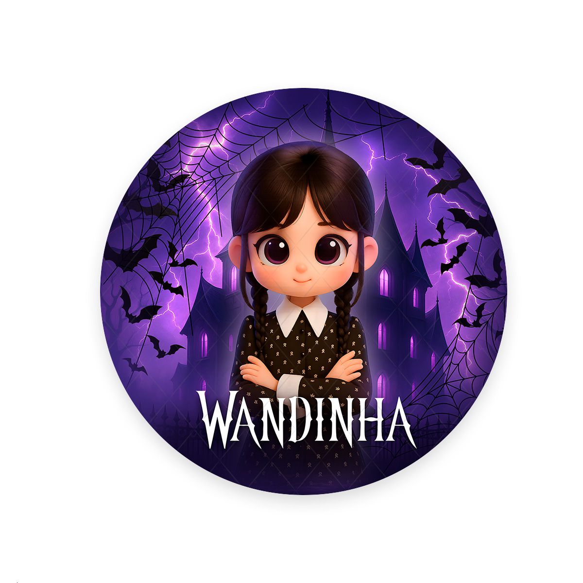 Painel Redondo Tema Wandinha 7099 | Painel Festivo