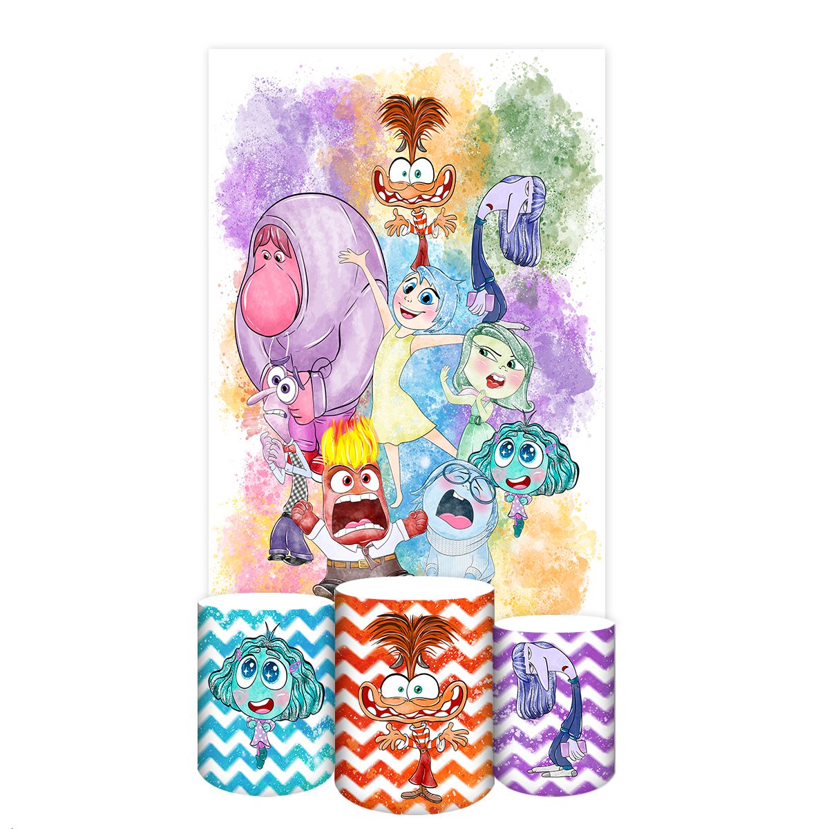 Capa Painel Retangular + cilindros Sublimados Tema Divertidamente 2042 ...