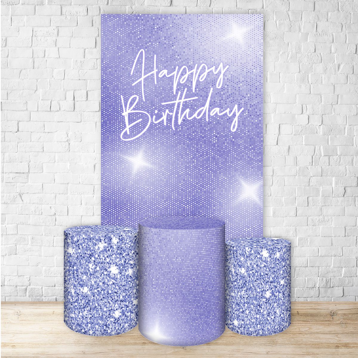 Retangular + Cilindros Tema Happy Birthday 7064 | Painel Festivo