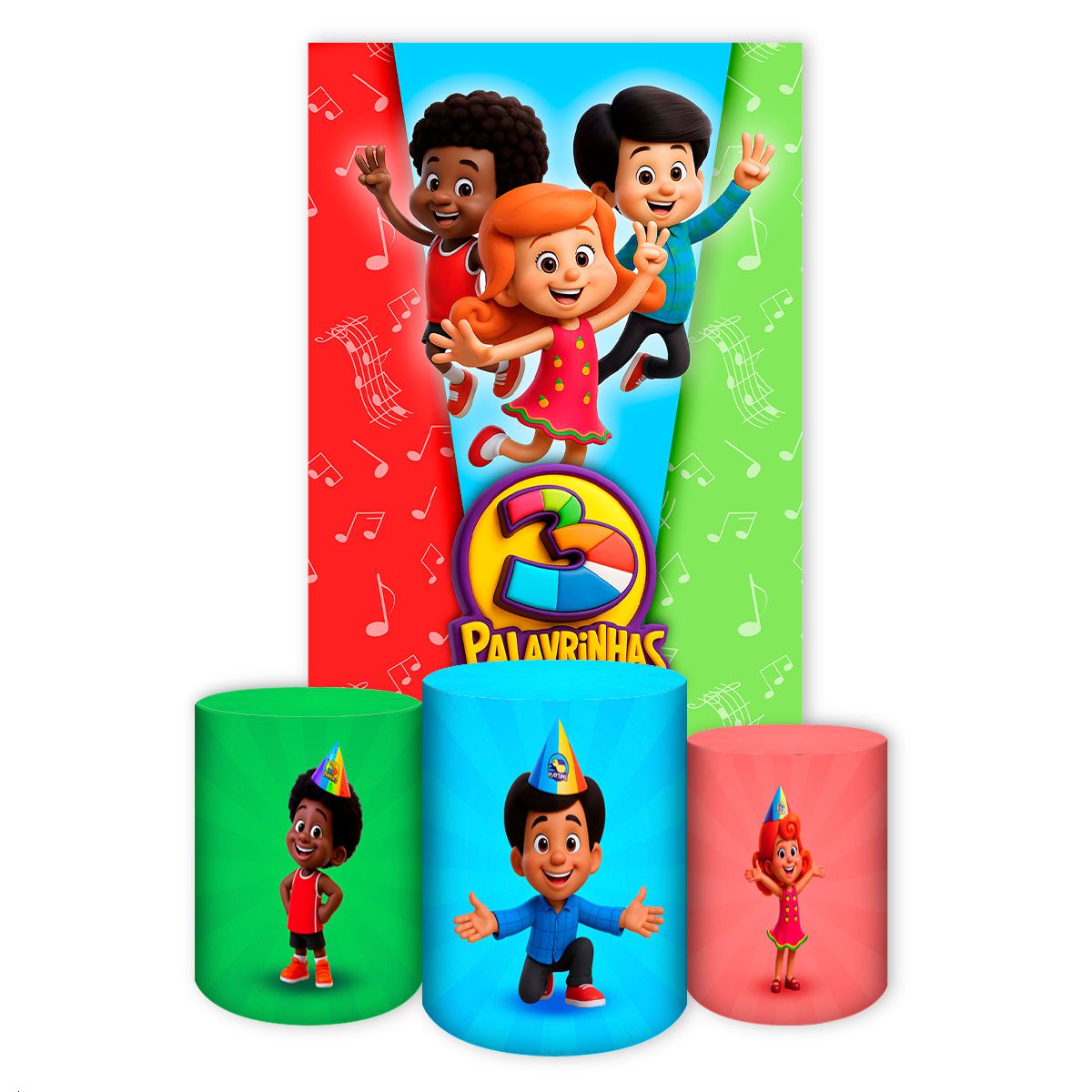 Retangular + Cilindros Tema 3 Palavrinhas 7127 | Painel Festivo