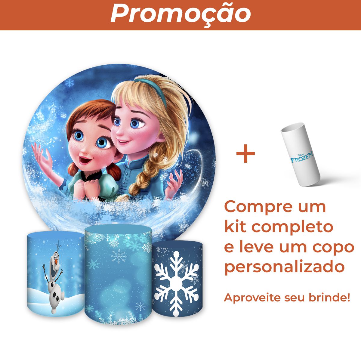 Capa Painel + Trio Capas Cilindros Sublimados Tema Frozen 229 | Painel ...