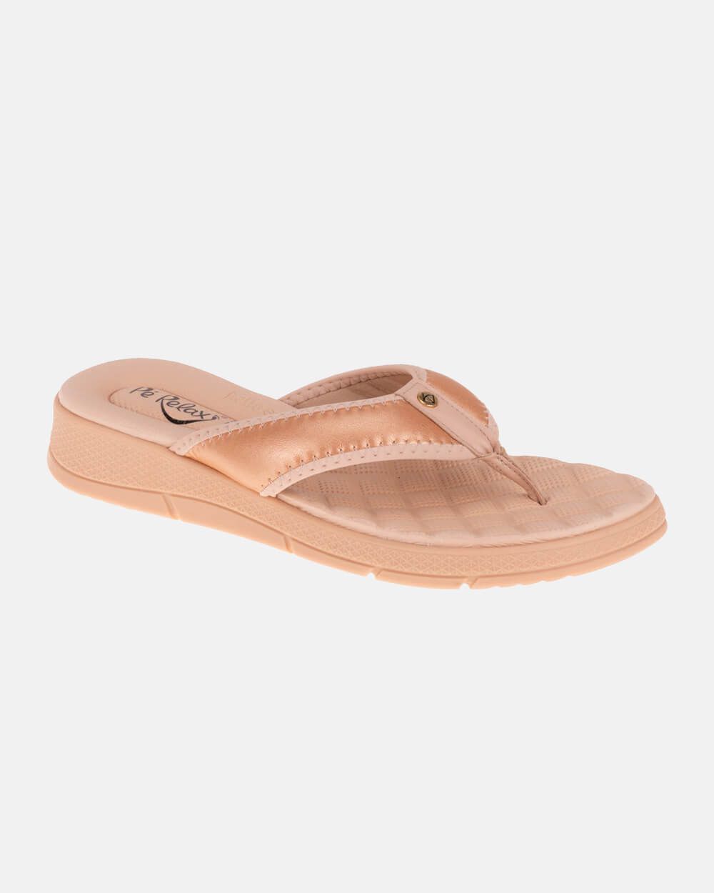 Chinelo Esporão Kalanchoê Rosê Gold Pé Relax Calçados