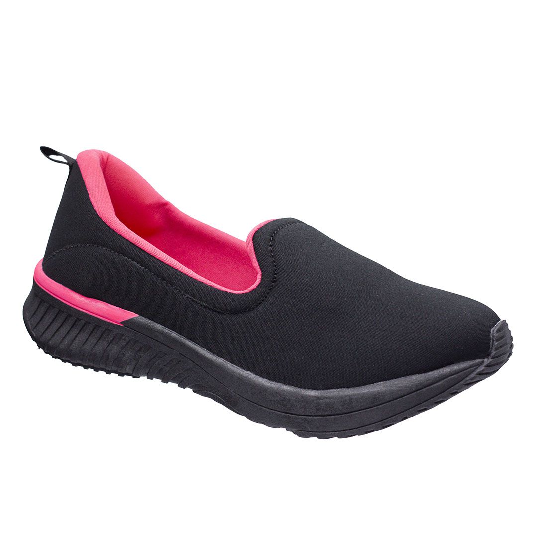 Slip On Indicado para Fascite e Espor o Preto Pink Solado