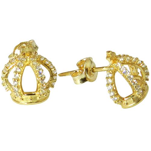 Brinco de Coroa em Ouro 18K com Zircônias | RDJ Joias