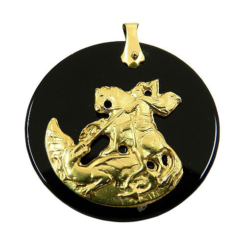 Medalha São Jorge de Ouro 18K com Ônix | RDJ Joias