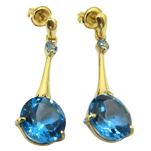 Brincos de Ouro 18K cravejados com Topázio Azul | RDJ Joias