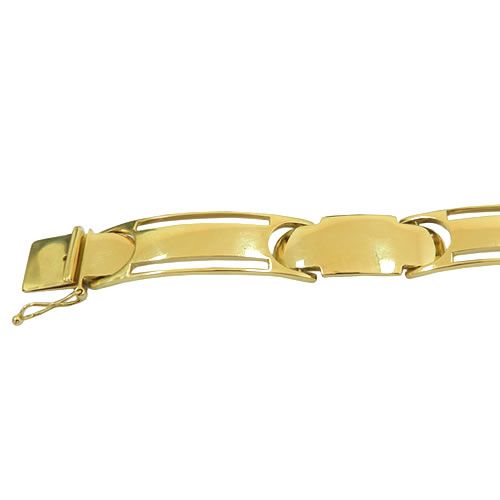 Pulseira Bracelete Masculina Aço Inoxidável Banhada Ouro | Elo7