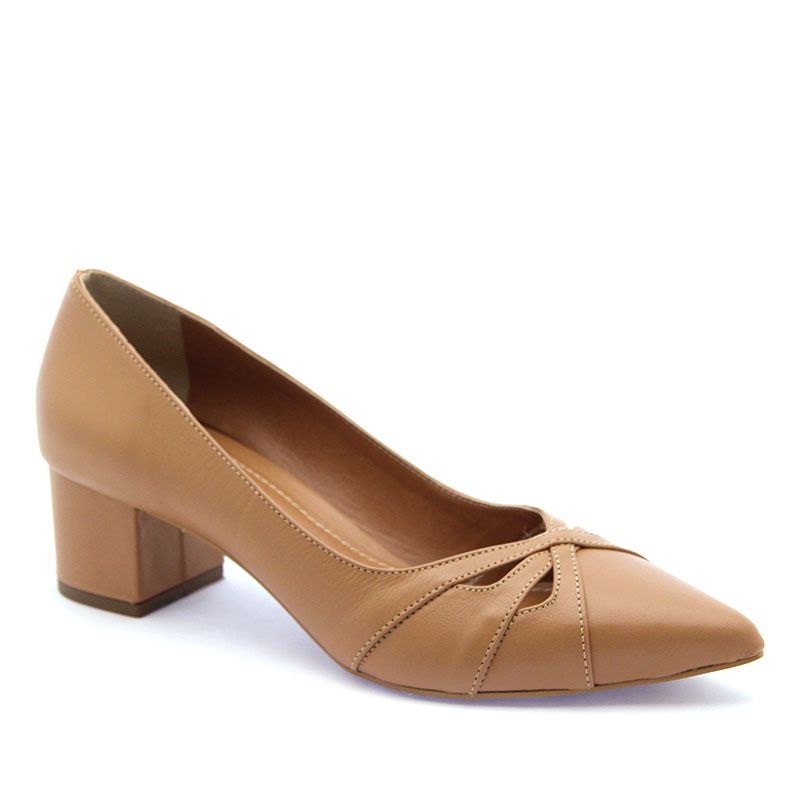 Scarpin Salto M dio Couro Vicenza Coconut REGINA RIOS
