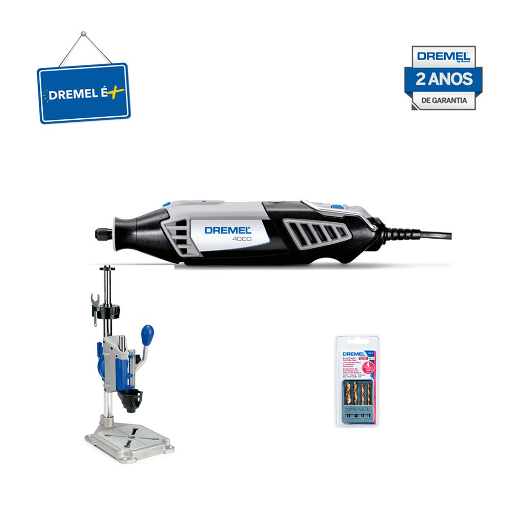 Kit Dremel Micro Retífica 4000 + Estação de Trabalho + Brocas | Ritec ...