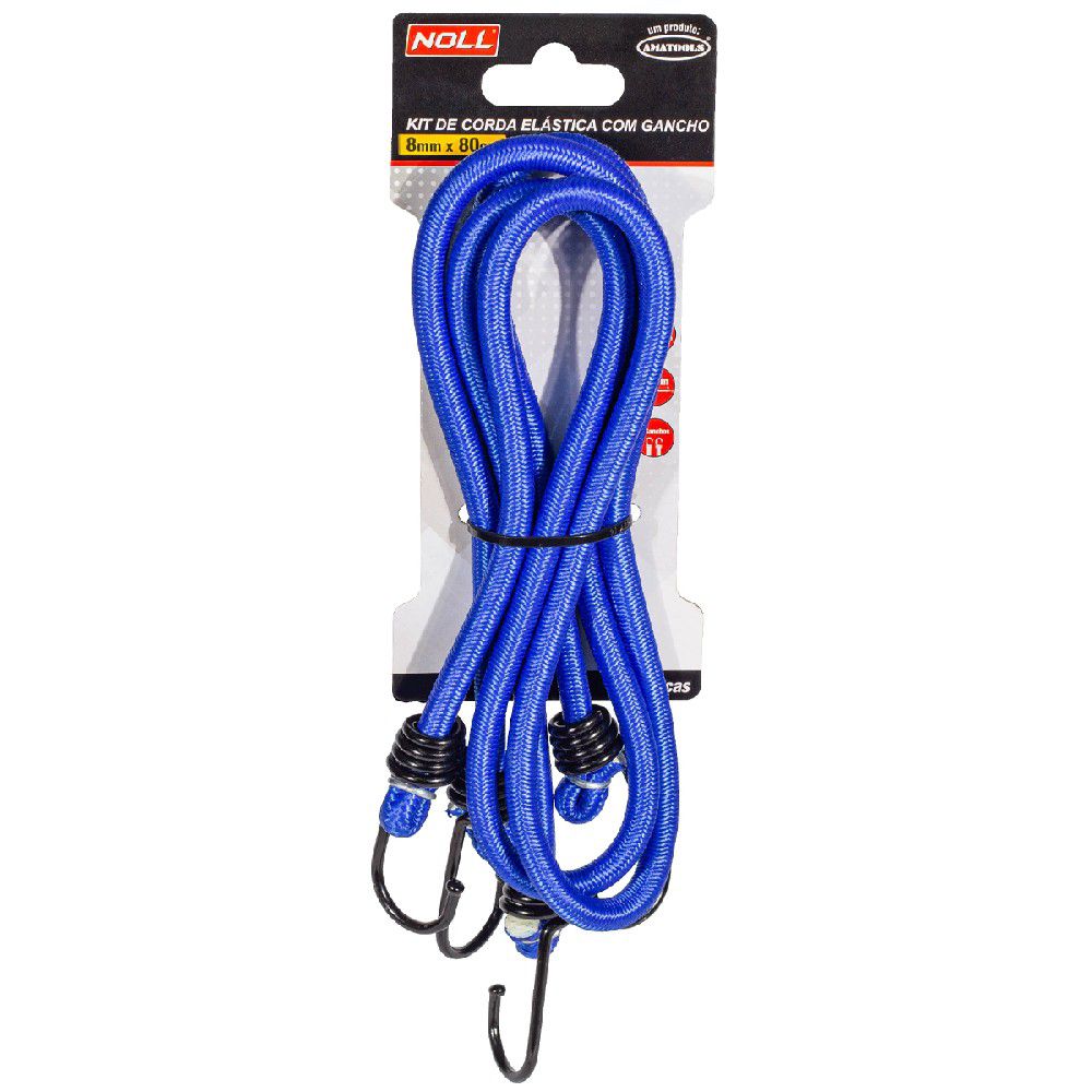 Kit 2 Cordas Elásticas com Gancho 8mm x 80cm (772,0001) - Noll