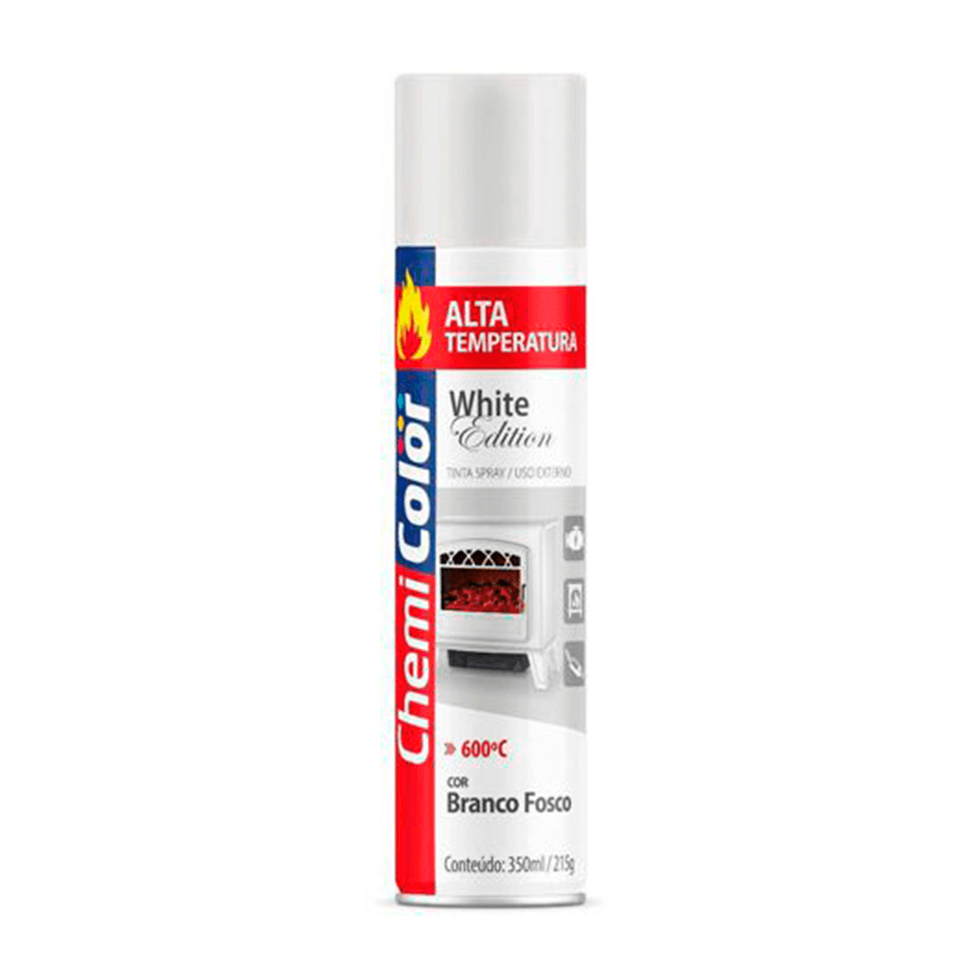 Tinta Spray Branco Fosco Alta Temperatura 400ml Chemicolor Santec