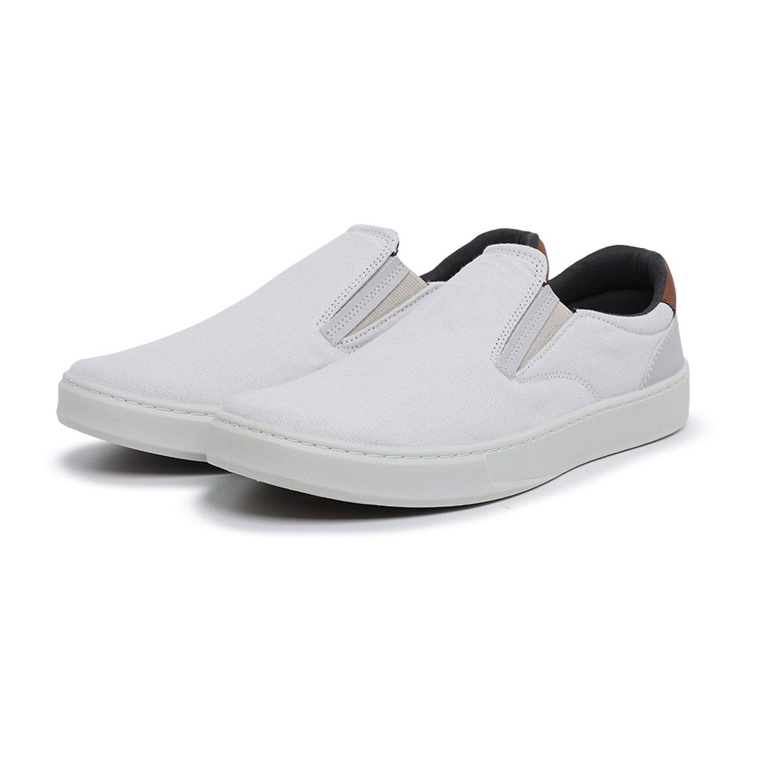 Sapatênis Casual BS Lona Branco Palmilha de Gel Sapato de Fábrica
