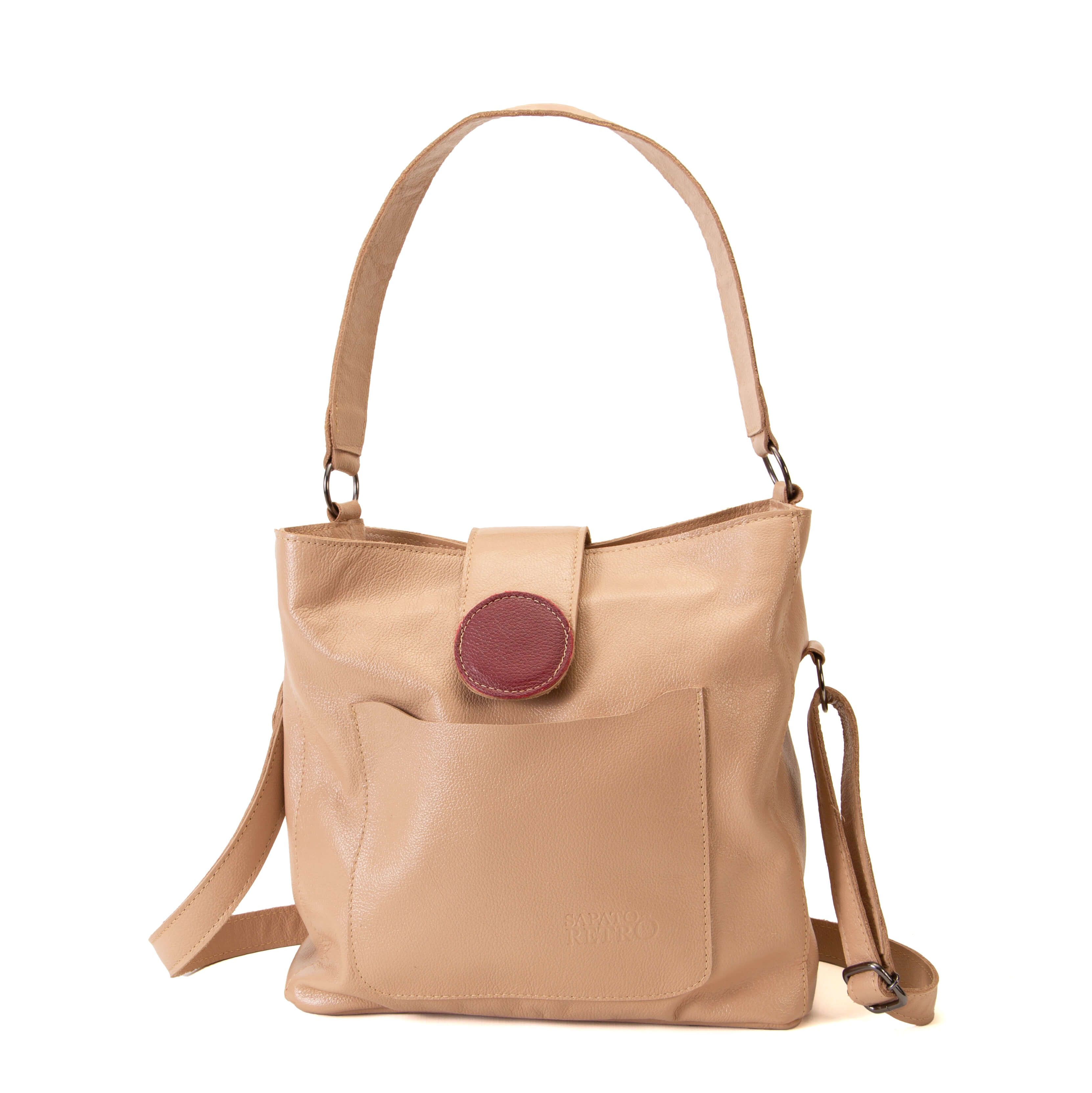 Bolsa Nude Feminina em Couro Prática | Sapato Retrô | Sapato Retro