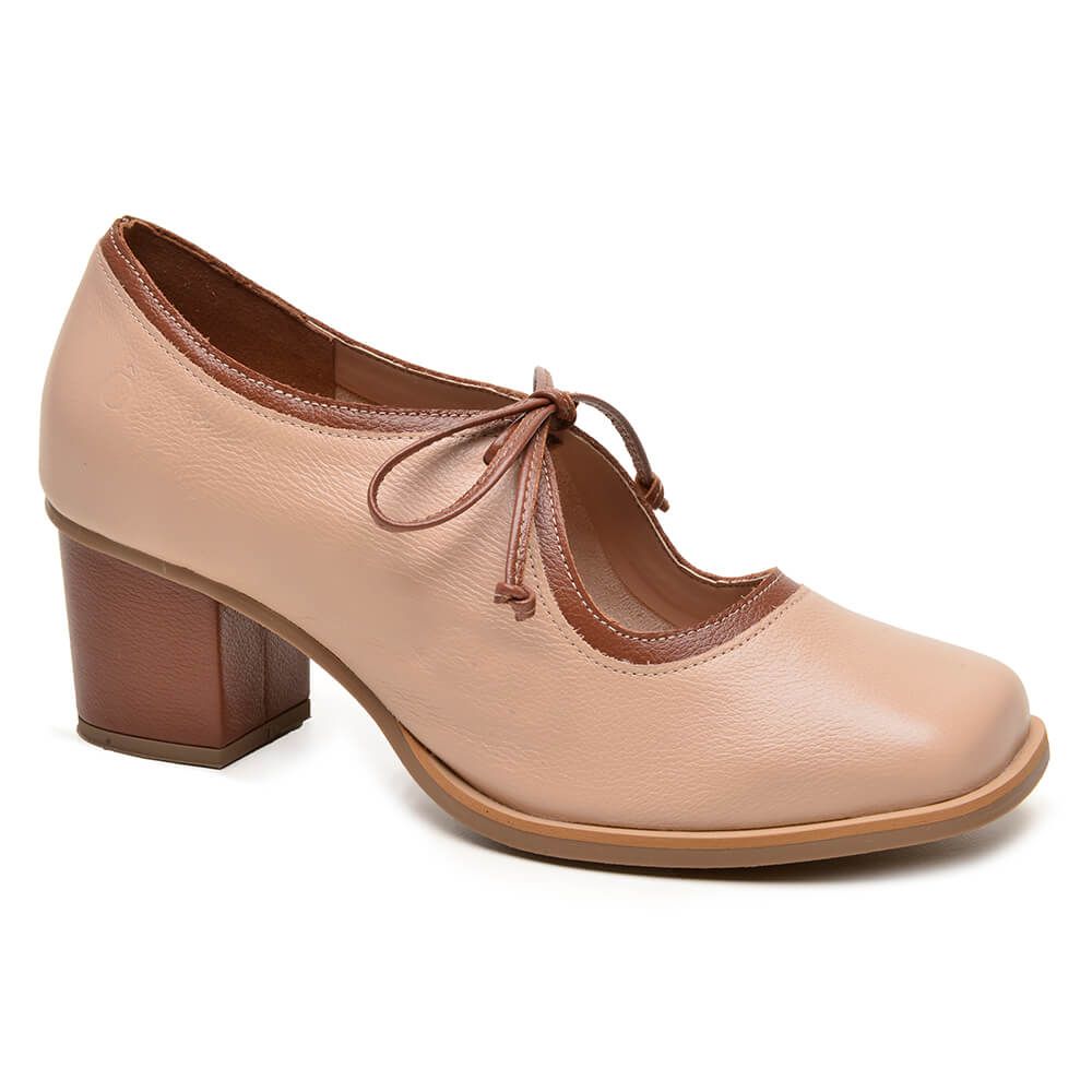 Sapato Retrô Nude e Chocolate: Compre Já Sapato RetrÔ Sapato Retro
