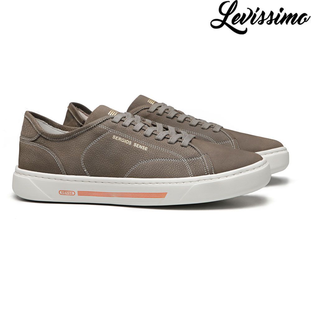 T NIS MASCULINO CASUAL EM COURO CINZA COM CONFORTO SERGIO S