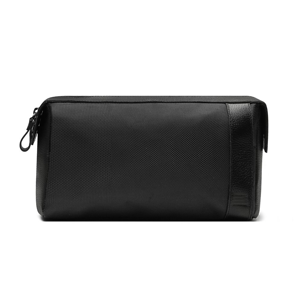 NECESSAIRE MASCULINA EM NYLON E COURO PRETA | SERGIO`S