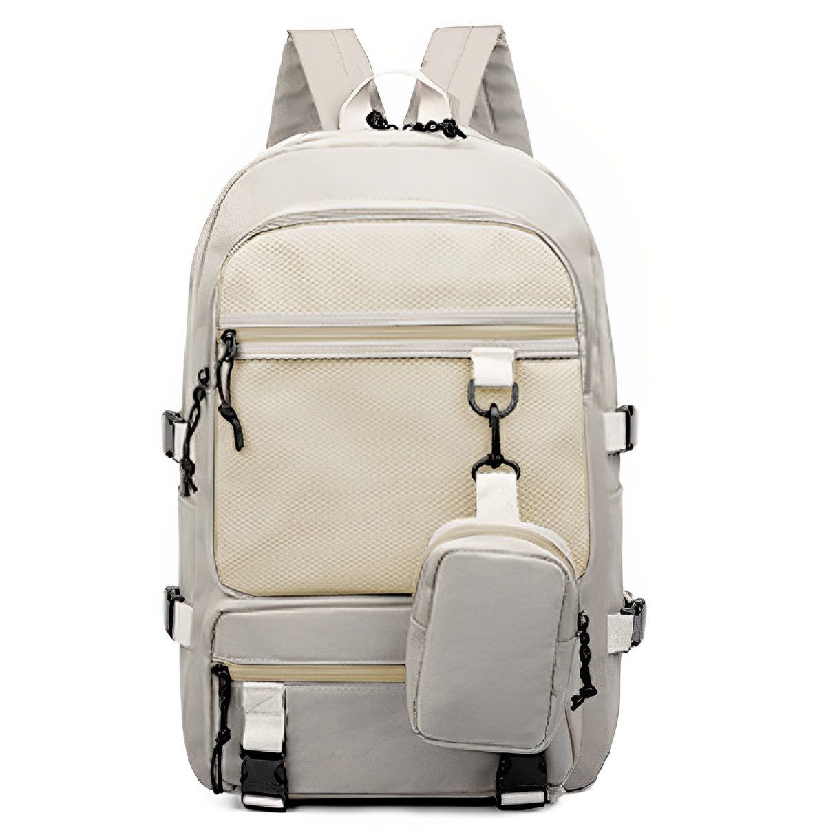 Mochila Bolso Antifurto Escolar Juvenil com Mini Mochila Bege Depbag