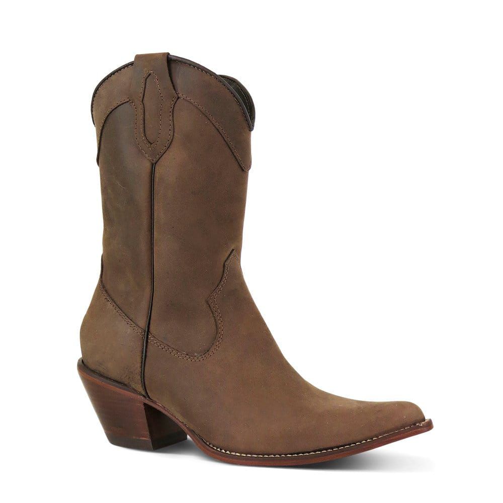 Bota Texana Feminina Couro Crazy Horse Café - Silverado Botas