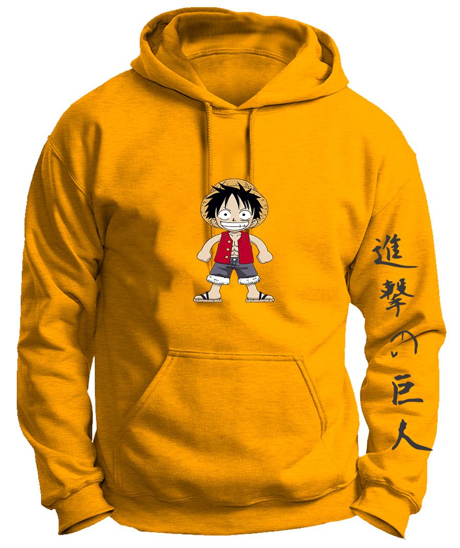 Blusa Moletom Flanelado Adulto e Infantil Monkey d. Luffy One Piece Rosto  Com Capuz e Bolso Canguru - Azul