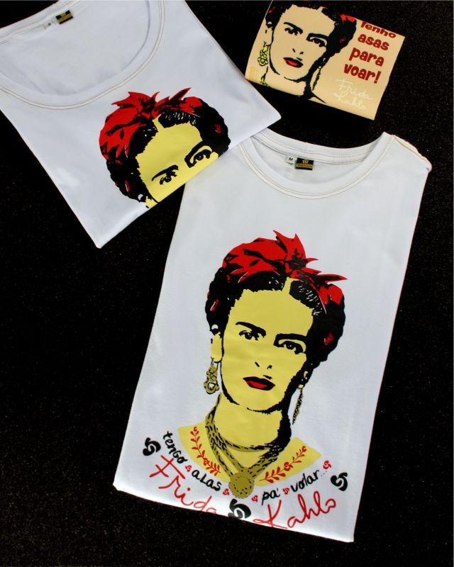 Camiseta Frida Kahlo Alas Branca Tertulia Produtos Literarios