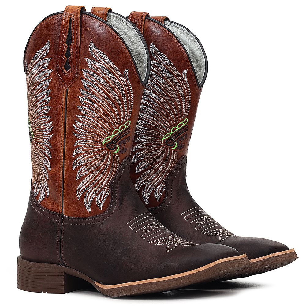 Bota Texana Masculina Marrom Indio em Couro TEXASKING