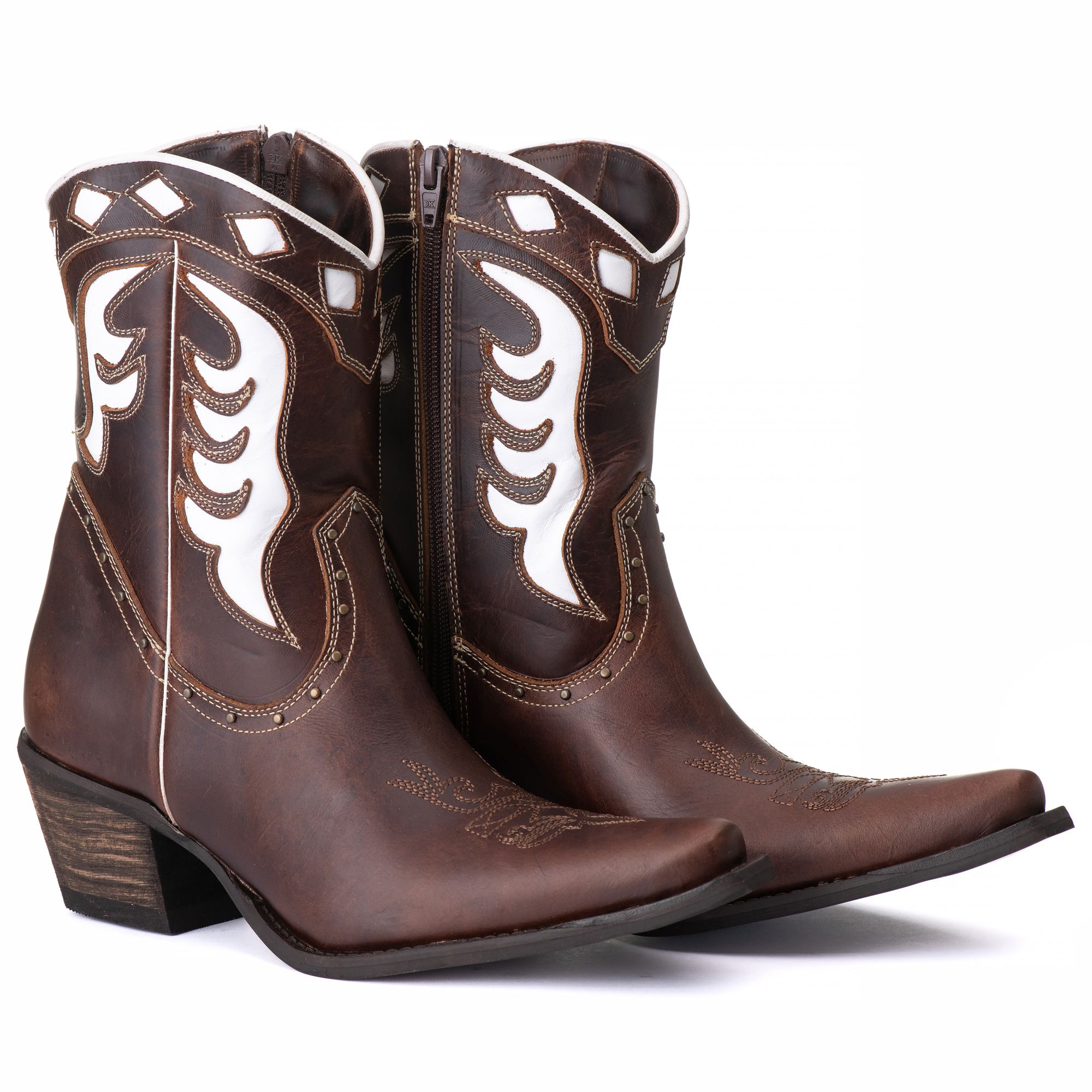 Bota Feminina Tucson - Couro Euro Texas Wisky - Solado P51 Rústico Café ...