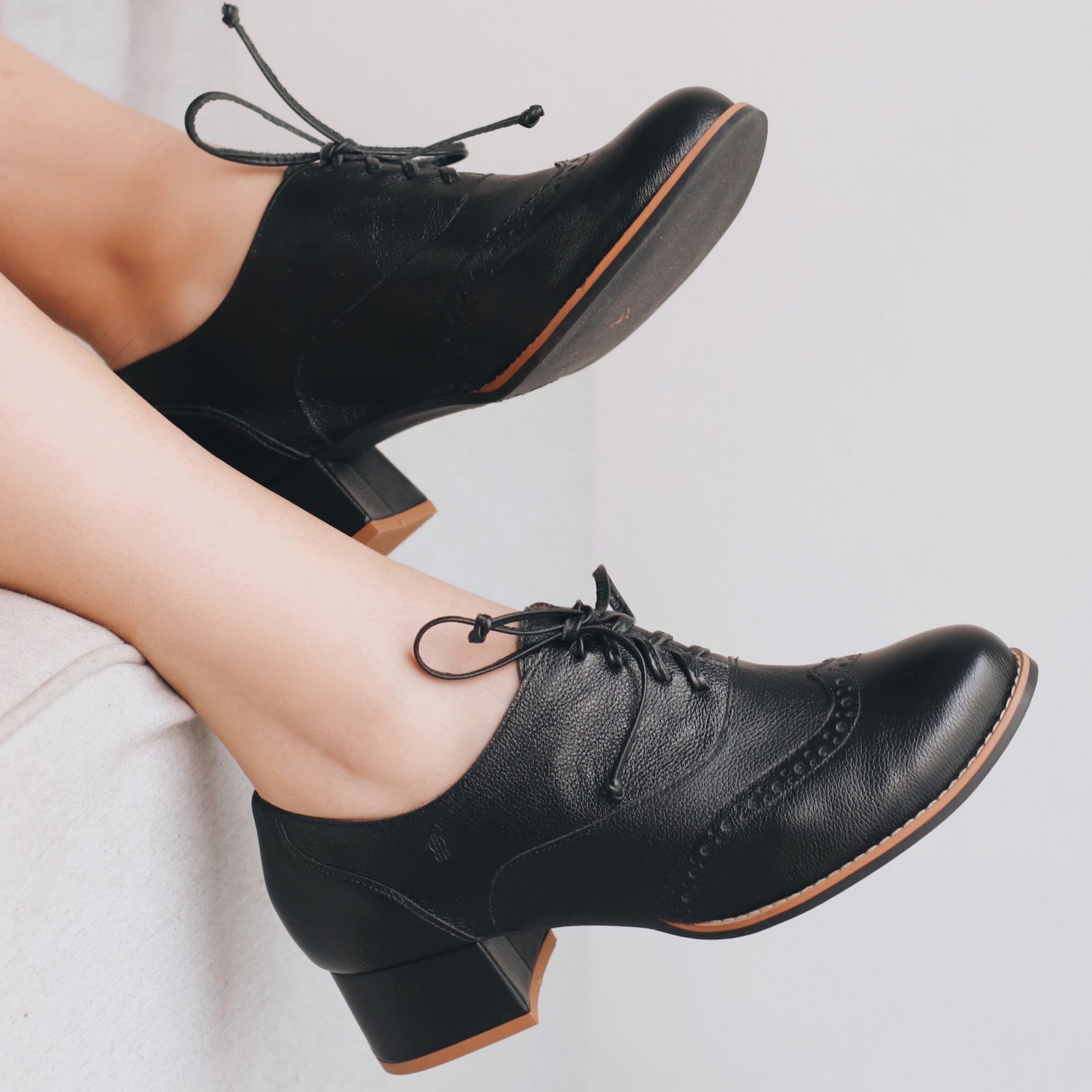 Sapato Oxford Feminino Couro Legítimo Preto Bubblê
