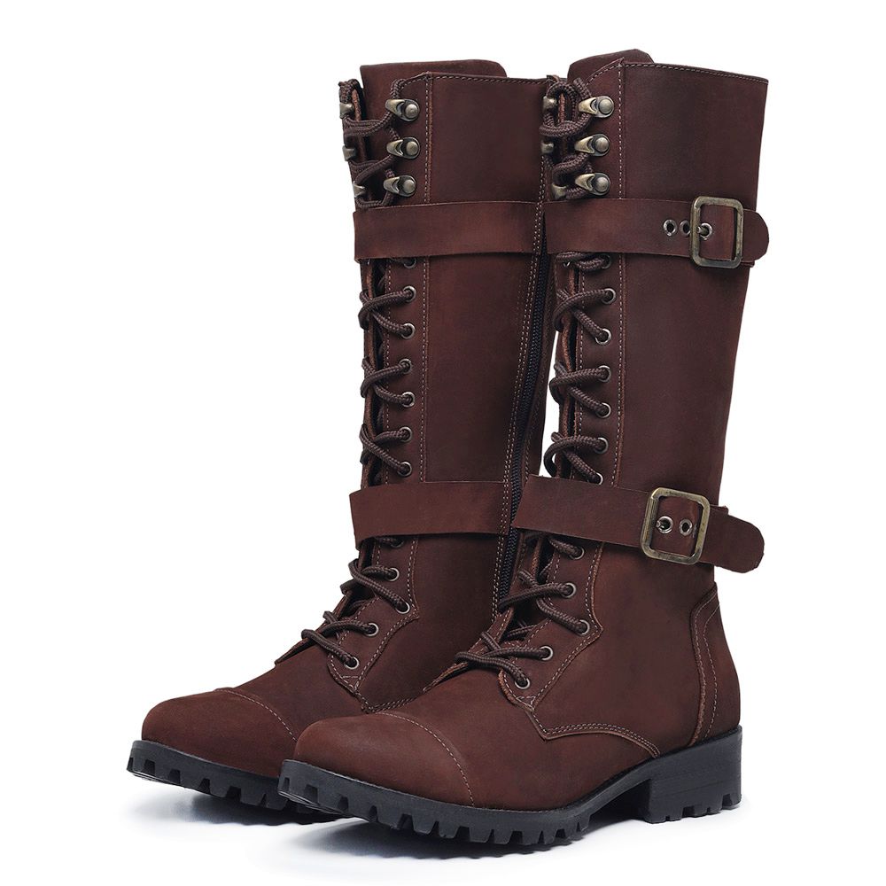 Bota Coturno Couro Cano Alto Rocker Mah Megie Terra USE.MAH