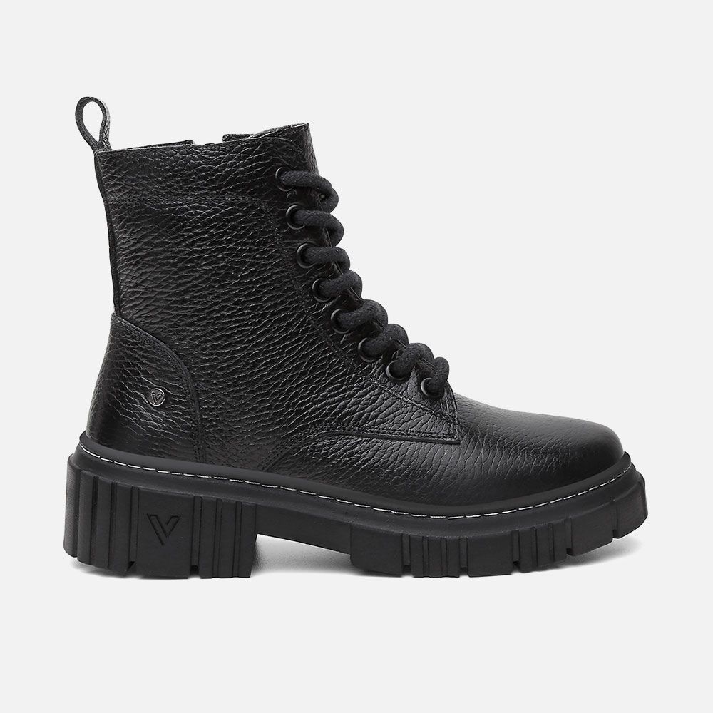 Bota Coturno Infantil Feminina em Couro Preto Vittal Oferta