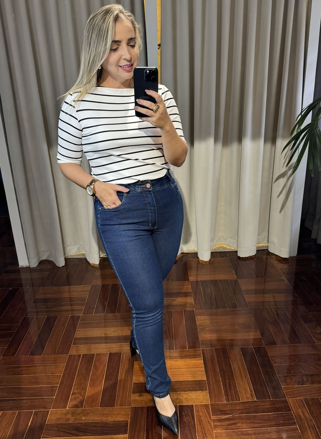 Calça Feminina Jeans Escuro Loopper LOJA VOLARIUM