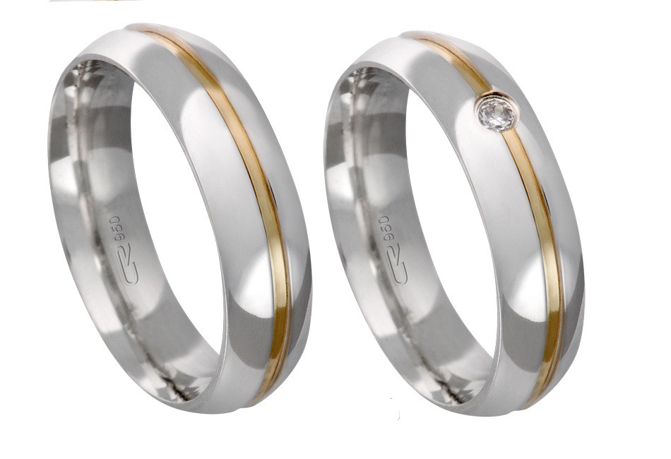 Aliança De Prata Com Fio De Ouro No Meio Aliancas De Compromisso Em Prata 950 Com Fio De Ouro E Pedra 5 Mm