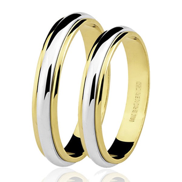 Par De Aliancas Bicolor Em Ouro 18k 3 5mm Bruner 75 0120 4 000