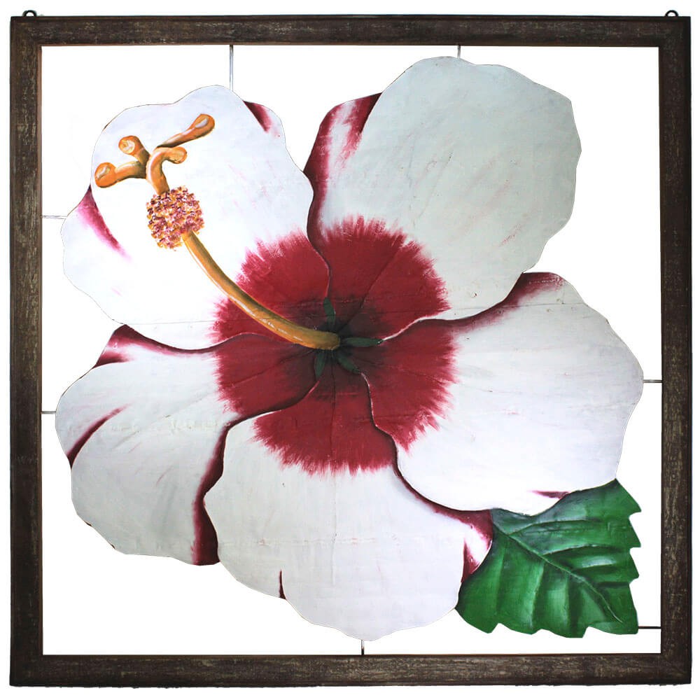 Compre Quadro Vazado De Hibisco Branco Grande Oficinadeagosto