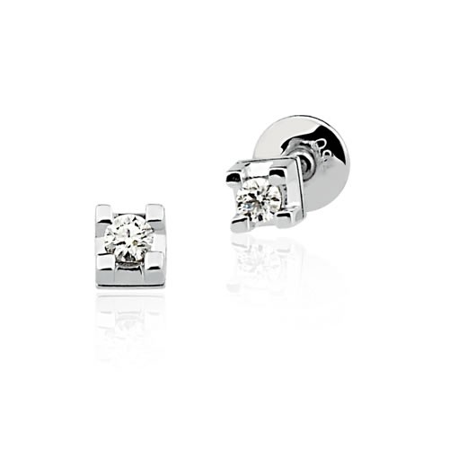 Brinco De Ouro Branco Cartier Solitario 5 Pontos Rdj Joias