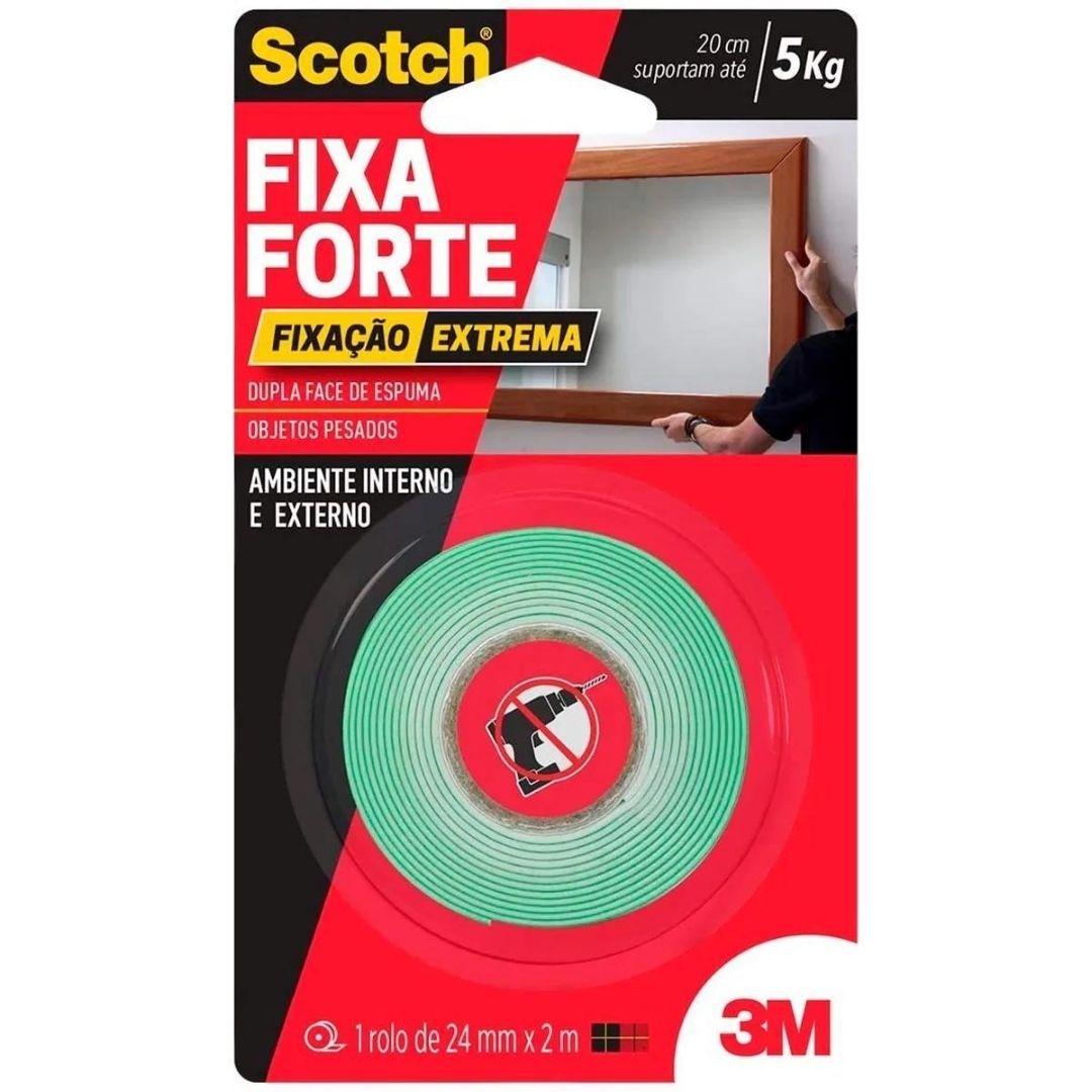 Fita Dupla Face 3m Extra Forte 5kg Fixa Quadros Espelhos Alumarx Alumínio Vídros E Acessórios 2470