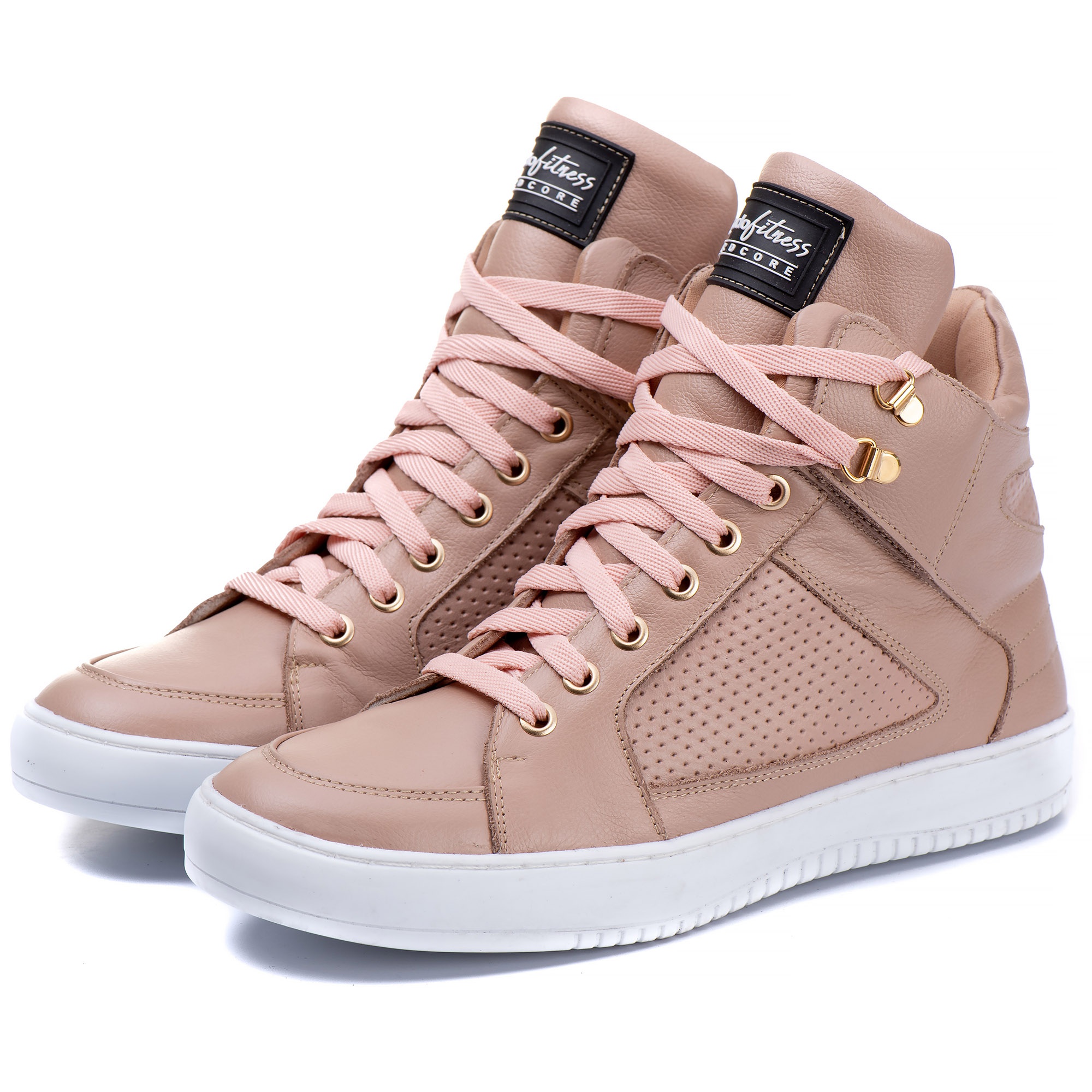 tênis sneaker feminino couro legitimo rose calçado fitness calcadofitness