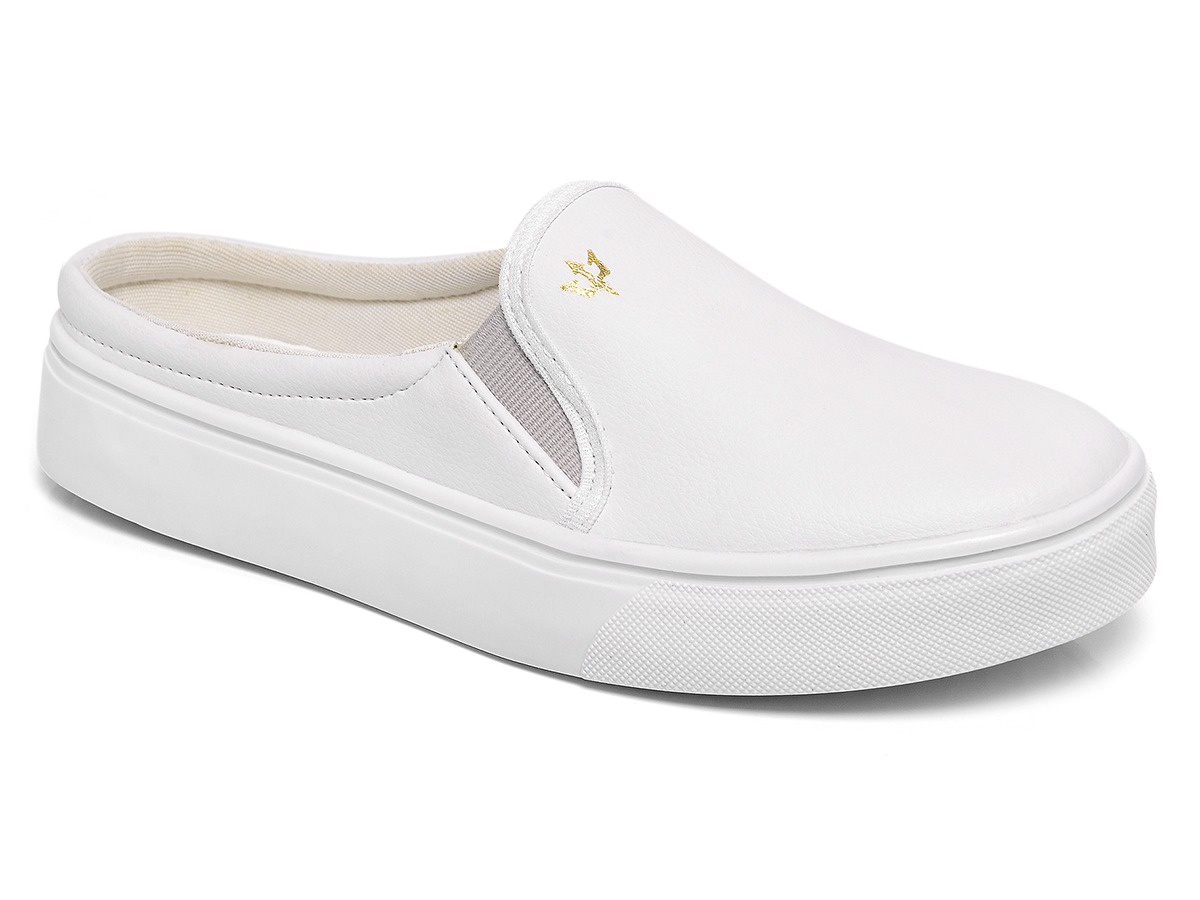 Tênis Mule Feminino Casual Slip On Branco | Rinaldi's Store